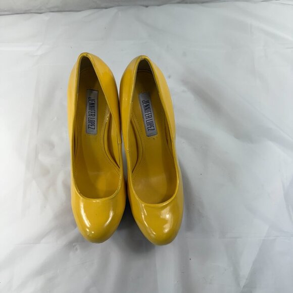 Jennifer Lopez JLO Heel Yellow Platform Cork Shoes Size 6 M - Picture 2 of 15